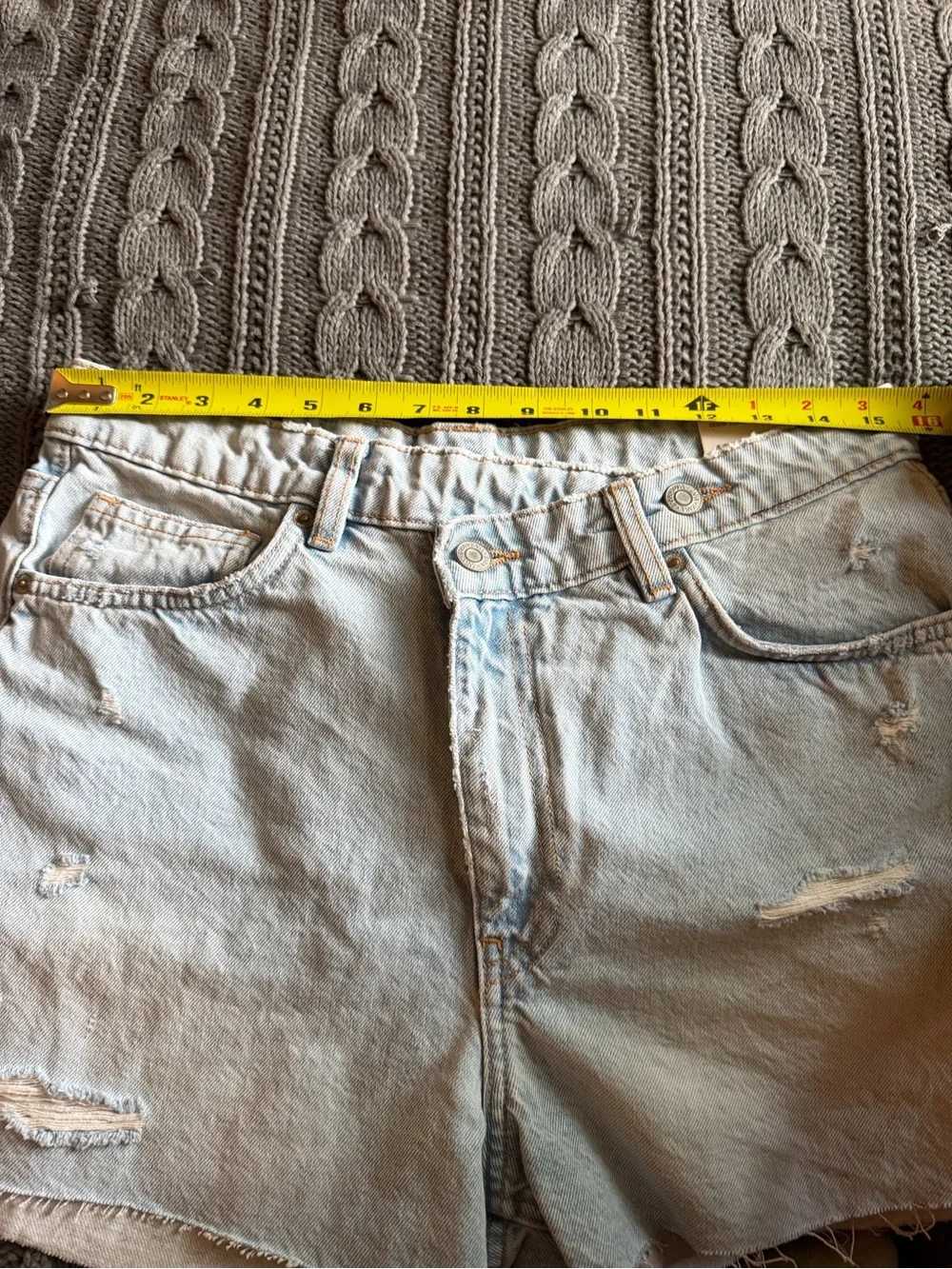 Zara Asymmetrical Crossover High Waist Wide Leg Denim Jorts Size 42 / 10